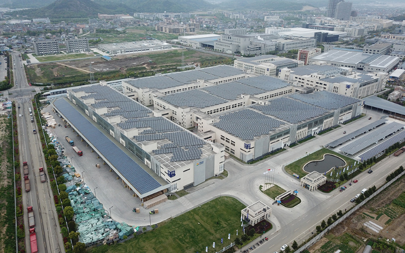 Solar-equipped industrial campus from the supplied company materials